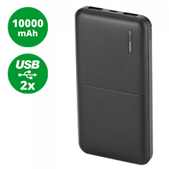 PowerBank külső akkumulátor SuperSlim (2xUSB) fekete - 10000 mAh