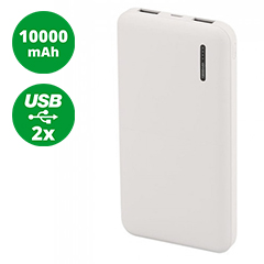 PowerBank külső akkumulátor SuperSlim (2xUSB) fehér - 10000 mAh