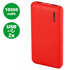 PowerBank külső akkumulátor SuperSlim (2xUSB) piros - 10000 mAh