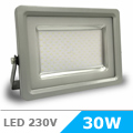Slim LED reflektor (30W/100°) Szürke ház, Hideg fényű