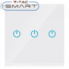 Glass Touch - Smart fali érintőkapcsoló (tripla) - WiFi vezérlés mobillal, fehér