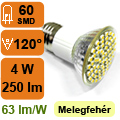 x.LED lámpa E27 (SMD3528x60/4W/120°) meleg