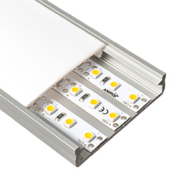 SOLIS Ezüst - Függeszthető széles lapos U alakú alu profil LED szalaghoz (Opál PVC búrával)