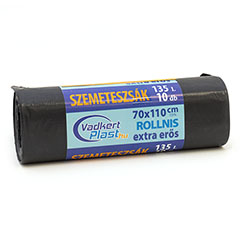 Szemetes zsák 135L (70x110cm) 10db, extra erős, fekete