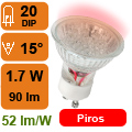 LED lámpa GU10 (DIPx20/1.3W/15°) piros -KL