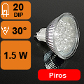 LED lámpa MR16 (DIPx20/1.5W/30°) piros