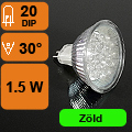 LED lámpa MR16 (DIPx20/1.5W/30°) zöld