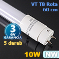 T8 LED fénycső (60 cm) 10W - VT Rota (4500K) 5 darab 3 ÉV!