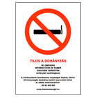 - Tilos a dohányzás, 5 nyelvű matrica (A/4, 30x21 cm)