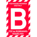 Tűzveszélyességi osztály jelző tábla "B" - Kifutó!