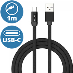 Ruby USB - USB-C pamut-szövetkábel (1 méter) fekete - USB 2.0