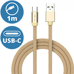 Ruby USB - USB-C pamut-szövetkábel (1 méter) arany - USB 2.0