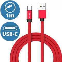 Ruby USB - USB-C pamut-szövetkábel (1 méter) piros - USB 2.0