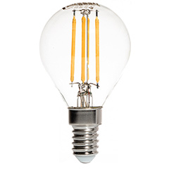 E14 LED izzó Retro filament (4W/300°) Kisgömb - hideg fehér Kifutó