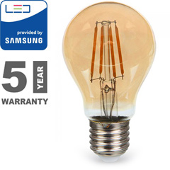 E27 LED izzó Vintage filament (4W/300°) Körte - extra meleg fehér, PRO Samsung