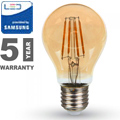 E27 LED izzó Vintage filament (6W/300°) Körte - extra meleg f., PRO Samsung