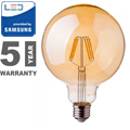 E27 LED izzó Vintage filament (6W/300°) G125 - extra meleg f., PRO Samsung
