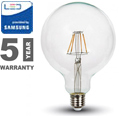 E27 LED izzó Retro filament (6W/300°) G95 - meleg fehér, PRO Samsung