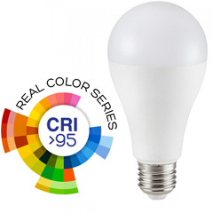 E27 LED lámpa (17W/200°) Körte A65 - meleg fehér (CRI95 - RealColor)