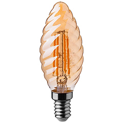 E14 LED izzó Vintage filament (4W/300°) Csavart gyertya - extra meleg fehér Kifutó