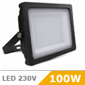 Slim LED reflektor (100W/100°) - Fekete ház, Meleg fényű