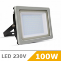 Slim LED reflektor (100W/100°) - Szürke fekete ház, Meleg fé