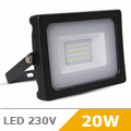 Slim LED reflektor (20W/100°) - Fekete ház, Meleg fényű