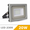 Slim LED reflektor (20W/100°) - Szürke fekete ház, Meleg fén