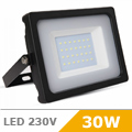 Slim LED reflektor (30W/100°) - Fekete ház, Meleg fényű