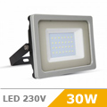 Slim LED reflektor (30W/100°) - Szürke fekete ház, Meleg f.