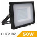 Slim LED reflektor (50W/100°) - Fekete ház, Meleg fényű