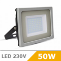 Slim LED reflektor (50W/100°) - Szürke fekete ház, Meleg fén