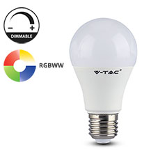 E27 Távirányítós LED lámpa (9W/200°) Körte A60 - RGB+meleg fehér - fényerőszabályozható