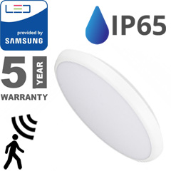 Oldalfali-Mennyezeti UFO lámpa PRO 12W (3000K, IP65) mikrohullámú mozgásérzékelő, Samsung LED