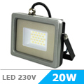 Slim LED reflektor (20W/100°) Szürke ház, Hideg fehér