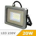Slim LED reflektor (20W/100°) Szürke ház, Meleg fényű