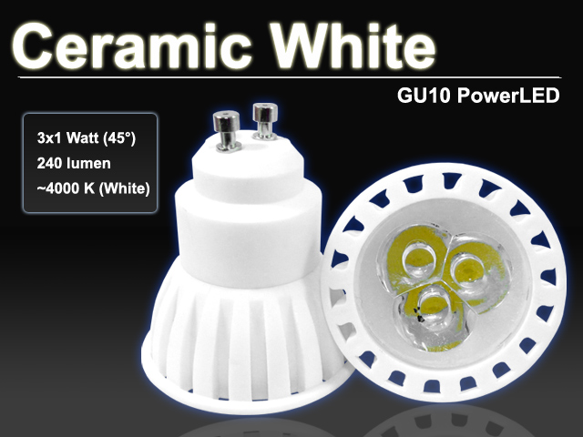 x.LED lámpa GU10 (PowerLED/3W/40°) meleg fehér -Ceramic