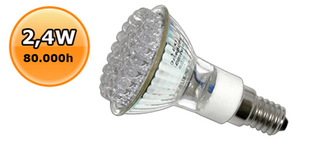 xxx LED lámpa E14 spot (48 LED/ABCom) 2,4W hidegfehér