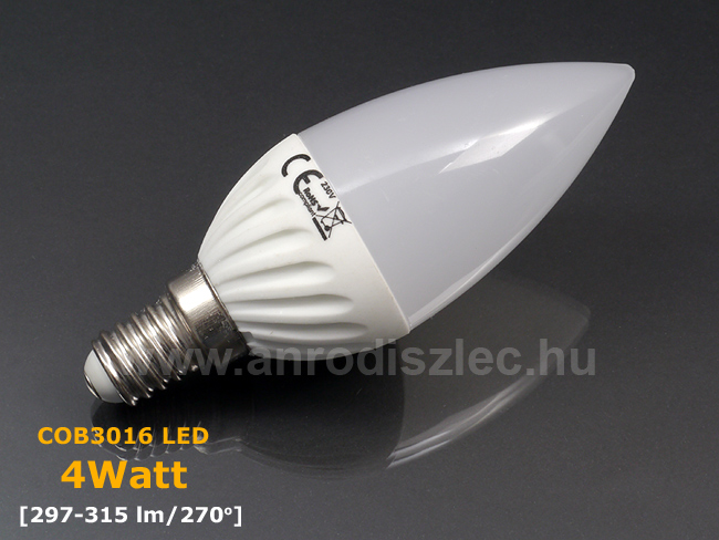 LED lámpa E14 (COB3016x9/4W/270°) hideg fehér