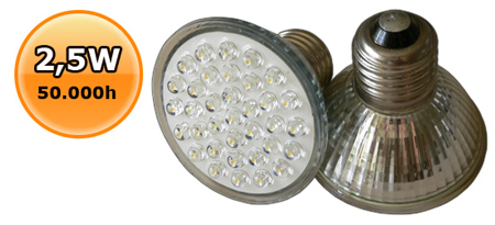 XX-LED lámpa E27 spot (35 LED/LM) 2,5W kék