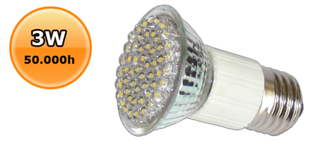 VKÁ. LED lámpa E27 spot (54 LED/ABCom!) 3W hideg - Készlet er.