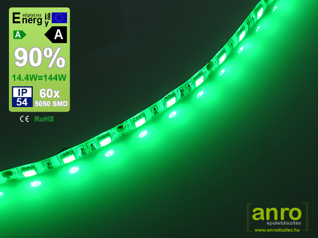 LED szalag kültéri (5050-60) - zöld Legerősebb!