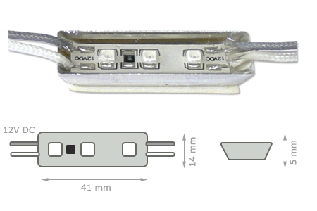 x.Vízálló, fém házas 3528 SMD LED modul, piros