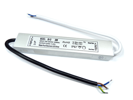 x. Tápegység 12 Voltos LED-hez IP67 Kültéri (12VDC/1,6A/20W)