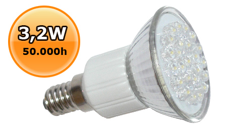 x.LED lámpa E14 (DIPx24/3.2W/120°) meleg fehér - Ledmaster