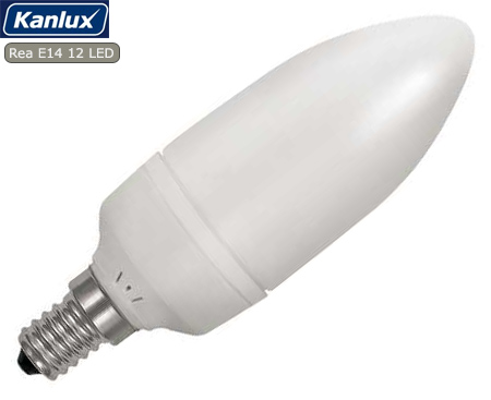 XX-LED lámpa E14 gyertya (12 LED / Rea) 1,5W melegfehér