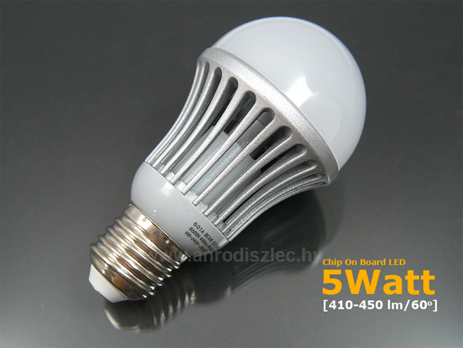LED lámpa E27 (COB 5630 LED/5W/180°) hideg fehér