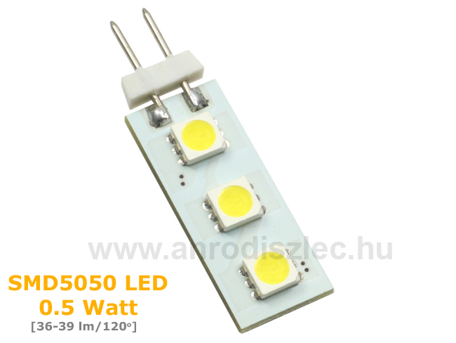 LED lámpa G4 (SMD5050x3/0.5W/120°) hideg fehér