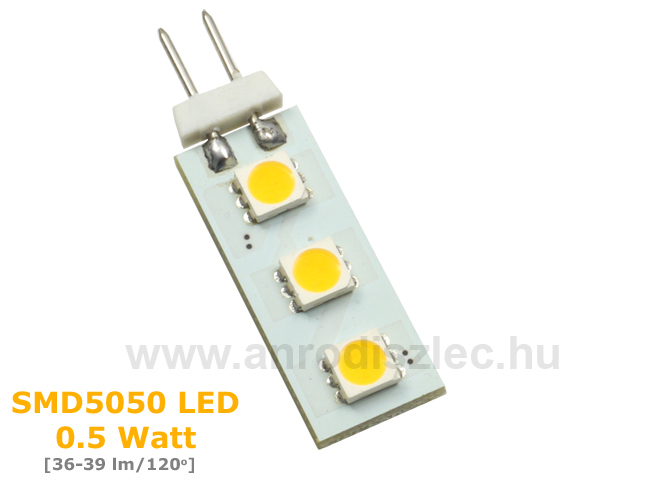 LED lámpa G4 (SMD5050x3/0.5W/120°) meleg fehér