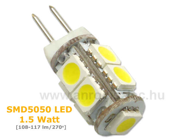 LED lámpa G4 (SMD5050x9/1.5W/270°) hideg fehér